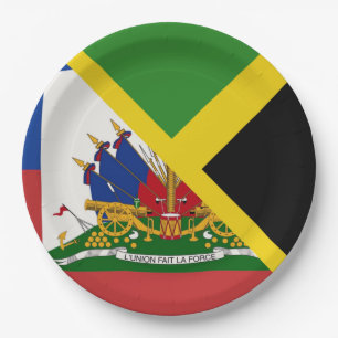 Prato De Papel Bandeira jamaicana do Haiti Half Jamaica Haiti