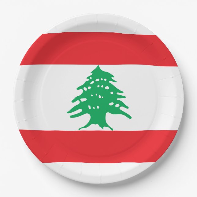 Prato De Papel Bandeira Libanesa (Bandeira do Líbano) (Frente)