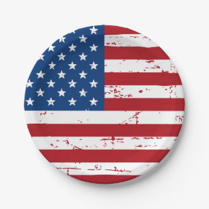 Prato De Papel Bandeira Patriótica Americana Incomodada