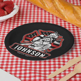 Prato De Papel Bandeira Patriótica do Bombeiro Personalizado