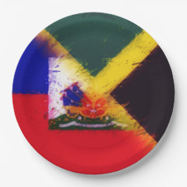 Prato De Papel Bandeira pintada jamaicana haitiana | Haiti Jamaic