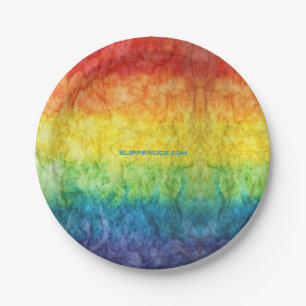 Prato De Papel Bandeira tie-dye da SlipperyJoe's arco-íris pressi
