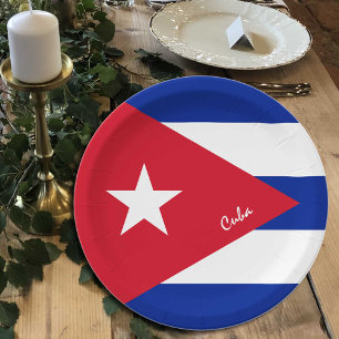 Prato De Papel Bandeiras cubanas, partidos, esportes, Cuba