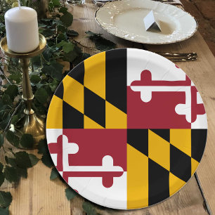 Prato De Papel Bandeiras de Maryland, festa, esportes, Maryland