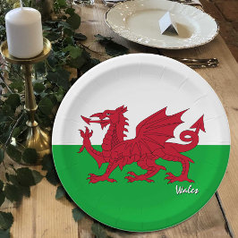 Prato De Papel Bandeiras galesas, festas, esportes, Cymru / Wales