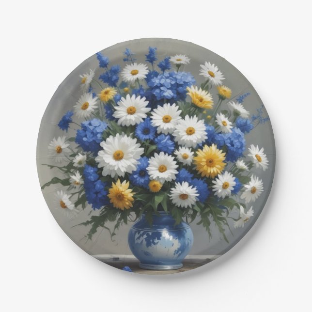 Prato De Papel Bando de Flores de Aquarela Elegante (Frente)