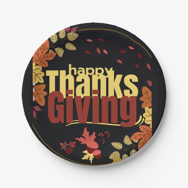 Prato De Papel "Banquete do outono: Celebrar Ação de Graças Conos (Frente)