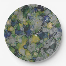 Prato De Papel BAR BM ou Bat Mitzvah Papel Plate Blues Silvers