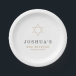 Prato De Papel Bar Dourado Mitzvah<br><div class="desc">Design contemporâneo do guardanapo de Mitzvah do bar por Shelby Allison no ouro que pode ser personalizado com seu texto.</div>