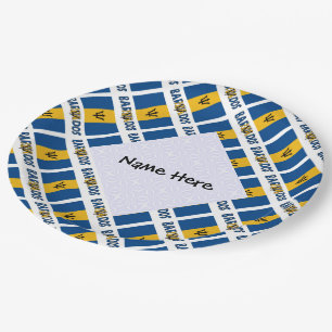 Prato De Papel Barbados e Bandeira de Barbados Personalizados em 