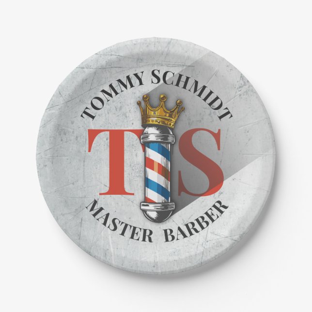 Prato De Papel Barber Hair Compra Rei Coroa Barbeiro Par Salão (Frente)