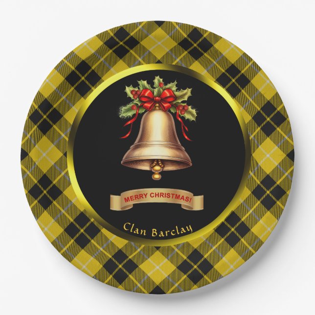 Prato De Papel Barclay Tartan Personalizado Natal (Frente)