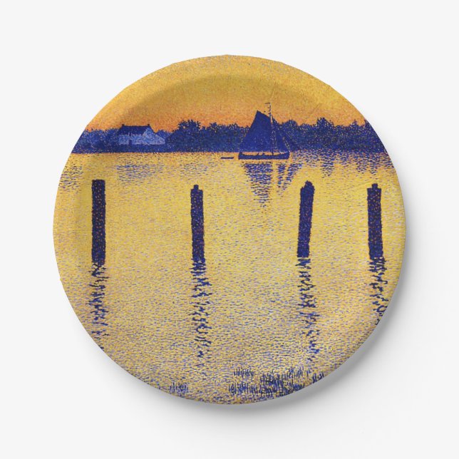 Prato De Papel Barcos à vela no rio Escalda (Bélgica) (Frente)