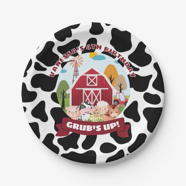 Prato De Papel Barnyard Bash Birthday Paper Plate (Frente)
