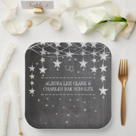 Prato De Papel Barras de Estrelas do Quadro de Alcalços Bordas do