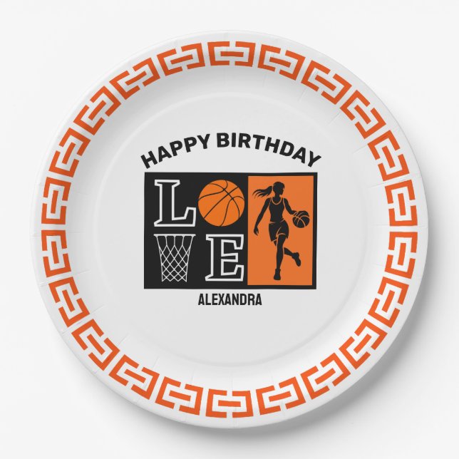 Prato De Papel Basketball Player Girl, Basketball Girl  Birthday (Frente)