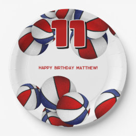 Prato De Papel basquete branco vermelho basquete bolas infantis f