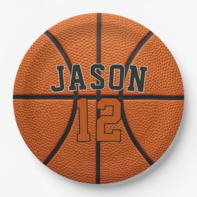 Prato De Papel Basquete Personalizado com Nome e Idade (Frente)