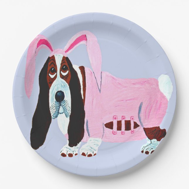 Prato De Papel Basset Hound de terno de coelho (Frente)