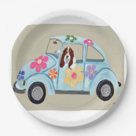Prato De Papel  Basset Hound in Hippy car