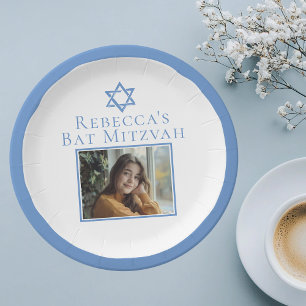 Prato De Papel Bat Mitzvah Foto Blue Star do Partido David