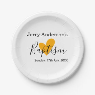 Prato De Papel batismo católico crianças moderno simples QR minim