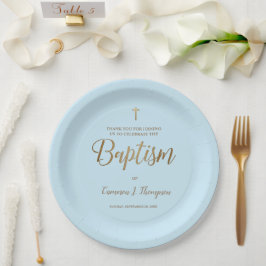 Prato De Papel Batismo Dourado e Simples