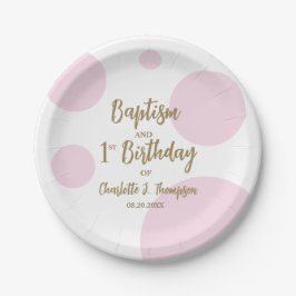 Prato De Papel Batismo Rosa Personalizado e Personalizado