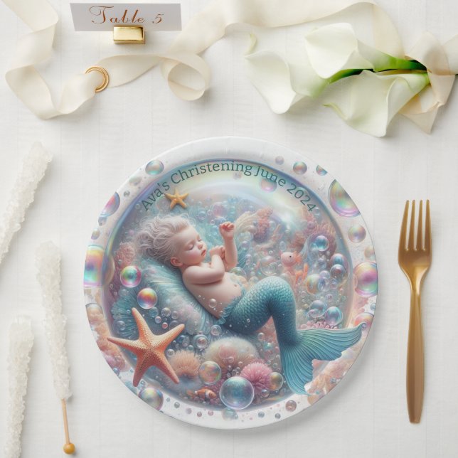 Prato De Papel Batizado de Sereia  (Casamento)