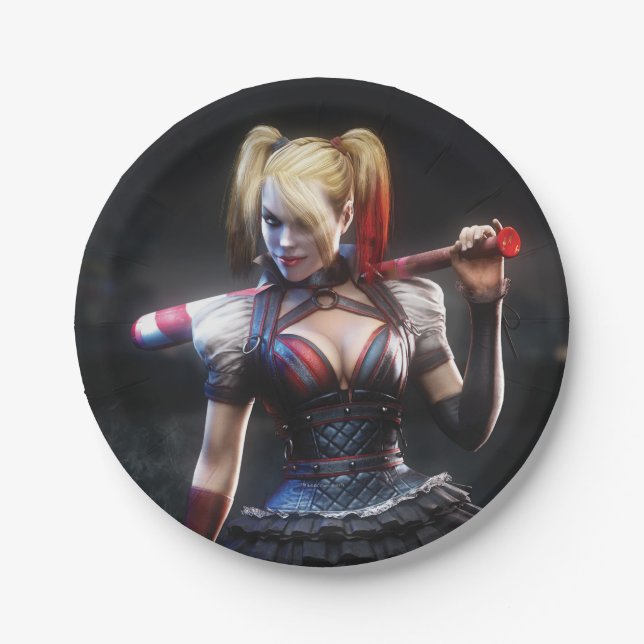 Prato De Papel Batman Arkham Knight | Harley Quinn com Bat (Frente)