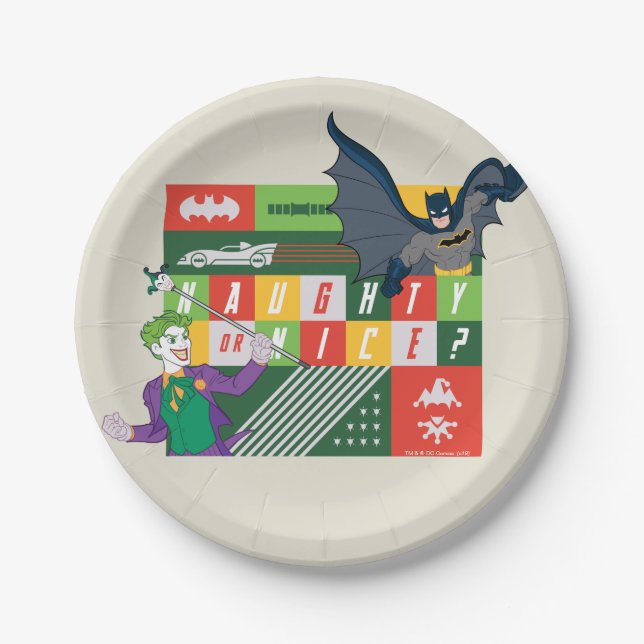 Prato De Papel Batman vs Joker "Naughty ou Nice" (Frente)