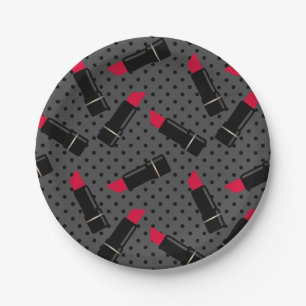 Prato De Papel Batom retro, vermelho