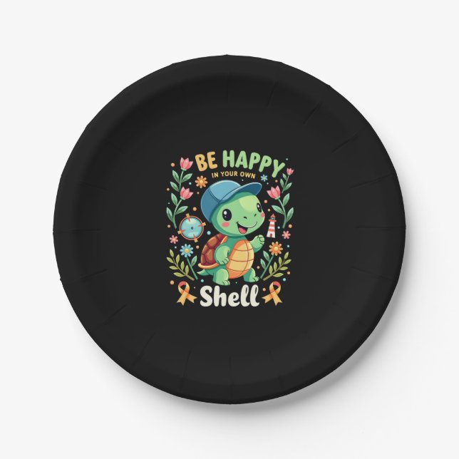 Prato De Papel Be Happy In Your Own Shell Turtle Autism Awareness (Frente)