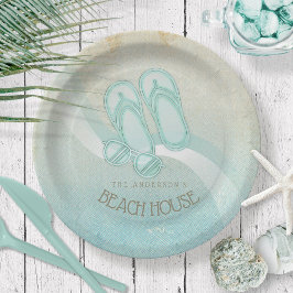 Prato De Papel Beach House Óculos de sol e Chinelos Aqua ID623