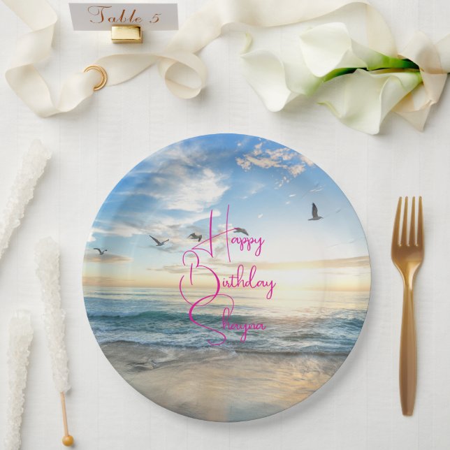 Prato De Papel Beach Sunrise Custom Party (Casamento)