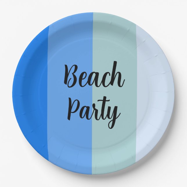 Prato De Papel Beach Vibes, Blue Stripes (Frente)