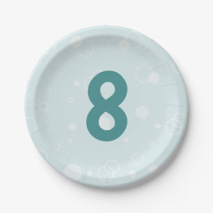 Prato De Papel Beachy Birthday Bubbles Teal Paper Plate