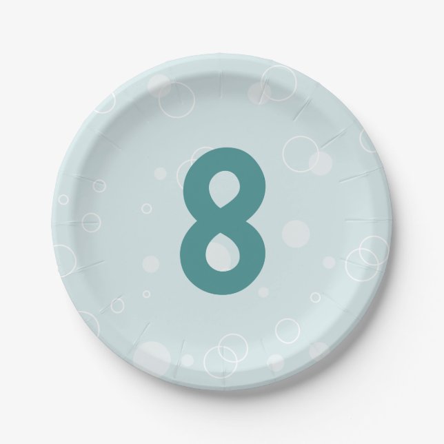 Prato De Papel Beachy Birthday Bubbles Teal Paper Plate (Frente)