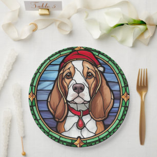 Prato De Papel Beagle Stainle Glass Natal