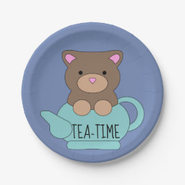 Prato De Papel Bear Blue Cute Teapot Birthdays