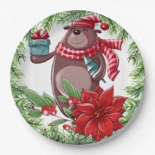 Prato De Papel Bear Natal