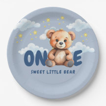 Bear Primeiro Aniversário de Placas de Papel