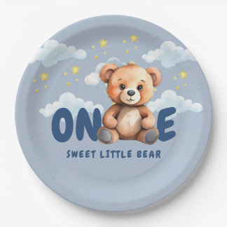 Prato De Papel Bear Primeiro Aniversário de Placas de Papel
