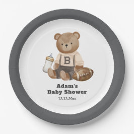 Prato De Papel Bearly Wait Football Sport Boy Baby Shower