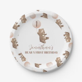 Prato De Papel Beary First Birthday Paper Plate