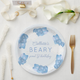 Prato De Papel Beary Sweet Blue Gummy Bear Boy Aniversário