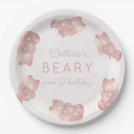 Prato De Papel Beary Sweet Pink Gummy Bear Girl Aniversário