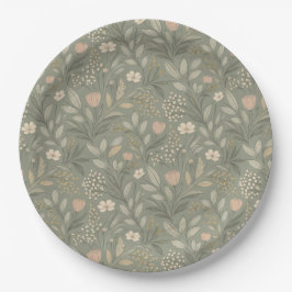 Prato De Papel Beautiful Flowers on Sage Green Earthy Colors