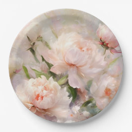 Prato De Papel Beautiful White & Pink Peonies On Pink Background