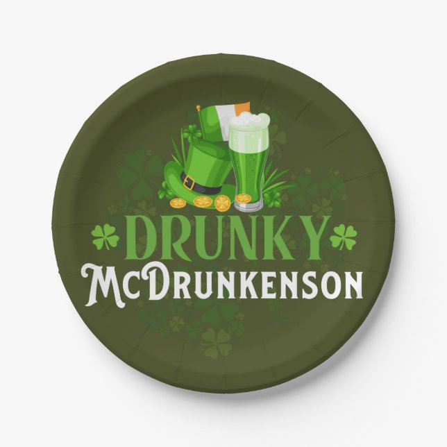 Prato De Papel Bêbado McDrunkerson Dia de São Patrício (Frente)